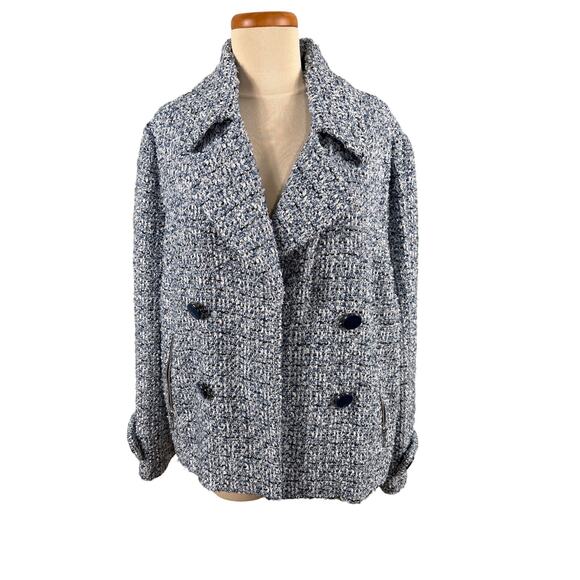 Chico's Blazer Women's Size 3 XL Open Front Textured Tweed Office Career Jacket - Picture 1 of 11